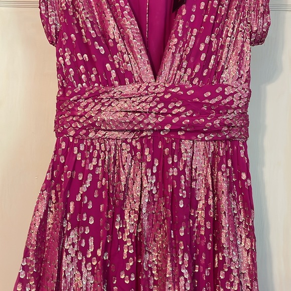 New Ramy Brook Julianna Plunging Maxi Dress in Electric Pink Jacquard size 6 - Picture 7 of 16